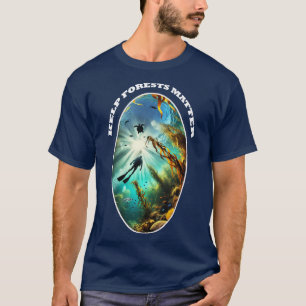 SCUBA-duiker Silhouet met Schildpad, Vis en Kelp T-shirt