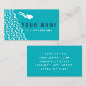 Scuba Duiklessen Instructeur Duiker Zee Kleur Visitekaartje (Voorkant / Achterkant)