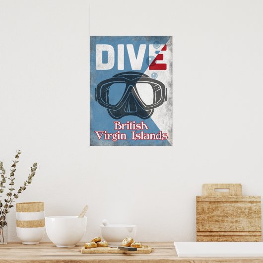  Scuba-duikmasker op de Britse Maagdeneilanden Poster (Keuken)