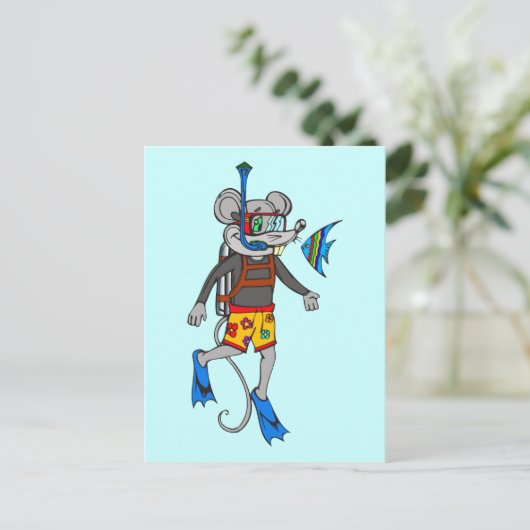 Scuba-duikmuis Briefkaart (Staand voorkant)