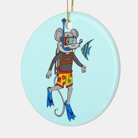 Scuba-duikmuis Keramisch Ornament (Links)
