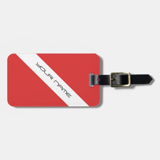Scuba-duiksymbool - Vlagduikers Embleem Rood wit Bagagelabel (Voorkant horizontaal)