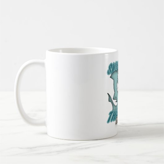 Scuba duikt boeddy Fun design met haai en scuba Koffiemok (Links)