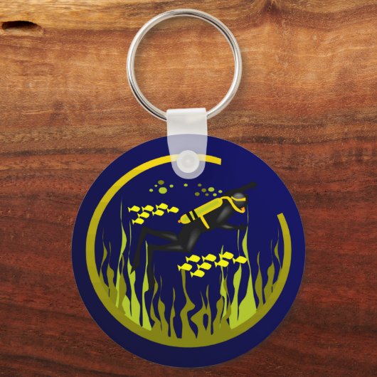 Scuba duikt met gele vis sleutelhanger (Voorkant)