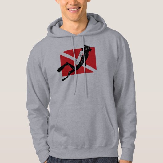 SCUBA duikt op vlag met een mannelijk SCUBA duiksh Hoodie (Voorkant)
