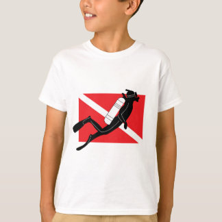 SCUBA duikt vlag met mannelijke SCUBA-duiker Kinde T-shirt