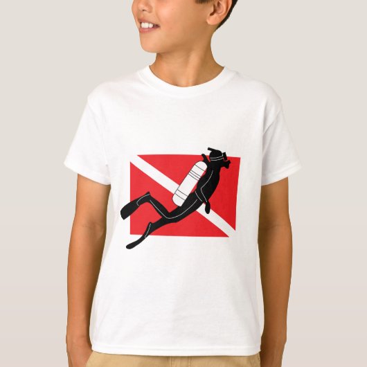 SCUBA duikt vlag met mannelijke SCUBA-duiker Kinde T-shirt (Voorkant)
