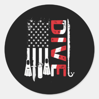 Scuba duikuitrusting Amerikaanse scuba duiker naar Ronde Sticker