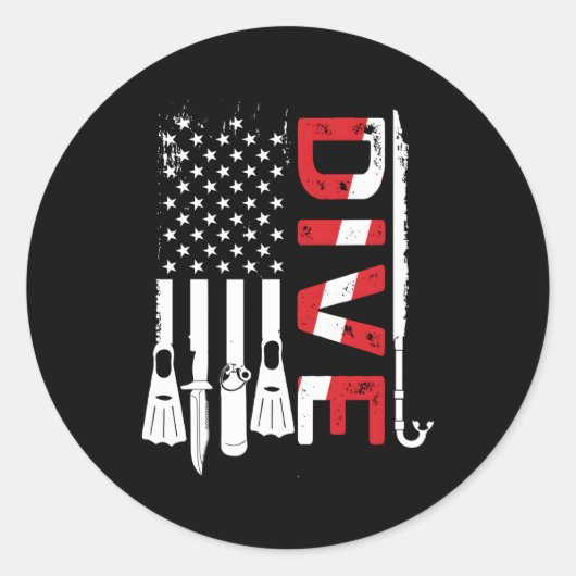 Scuba duikuitrusting Amerikaanse scuba duiker naar Ronde Sticker (Voorkant)