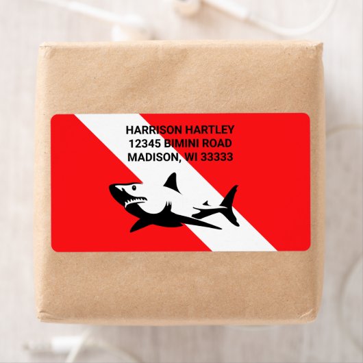 Scuba duikvlag en haai etiket (Insitu)