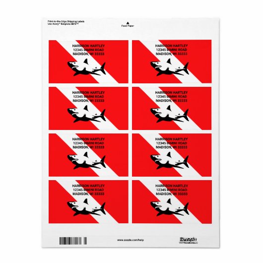 Scuba duikvlag en haai etiket (Full Sheet)