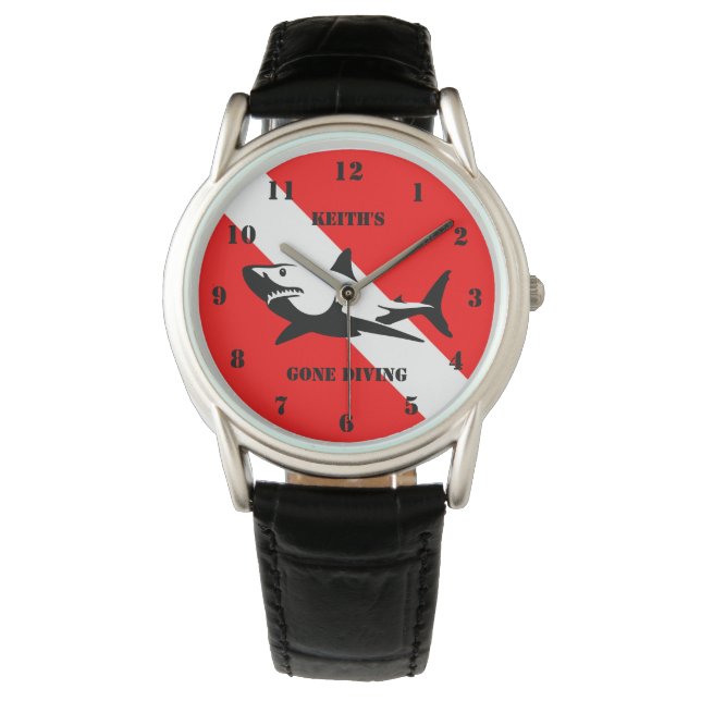 Scuba duikvlag en Shark Custom Watch Horloge (Voorkant)