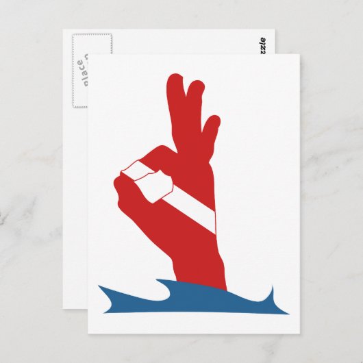 Scuba Flag OK-teken Briefkaart (Voorkant / Achterkant)