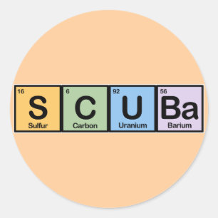 Scuba gemaakt van elementen ronde sticker