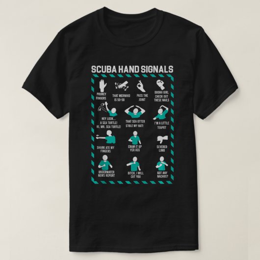 Scuba Hand Signals Team Duiker Handteken Grappige  T-shirt (Design voorkant)