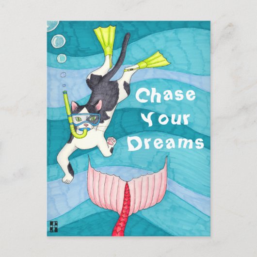 Scuba Kat Briefkaart (Voorkant)