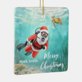 Scuba Kerstman duikt met schildpad Keramisch Ornament (Rechts)