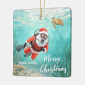 Scuba Kerstman duikt met schildpad Keramisch Ornament (Links)