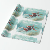 Scuba Kerstman Onderwater Kerstmis Cadeaupapier (Uitgerold)