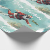 Scuba Kerstman Onderwater Kerstmis Cadeaupapier (Hoek)