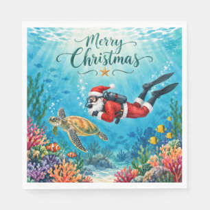 Scuba Kerstman Onderwater Kerstvakantie Servet