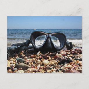 Scuba Mask en Snorkel op Beach, Red Zee, Egypte Briefkaart