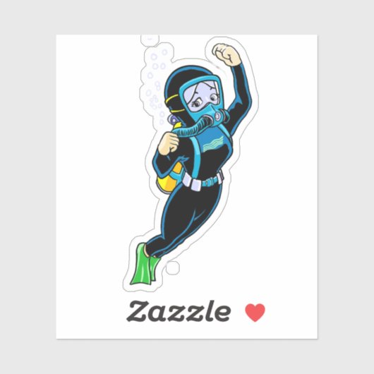 Scuba meisje sticker (Vel)