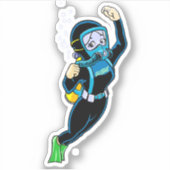 Scuba meisje sticker (Voorkant)