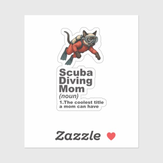 Scuba Moeder Siamese Kat Duiker Sticker (Vel)