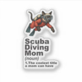 Scuba Moeder Siamese Kat Duiker Sticker (Voorkant)