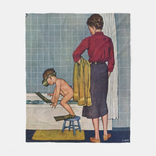 Scuba op de Tub Fleece Deken (Voorkant)