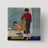 Scuba op de Tub Vierkante Button 5,1 Cm (Voorkant)