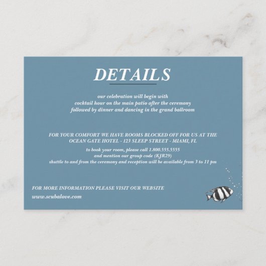 Scuba Paar Bruiloft Informatiekaartje (Voorkant)