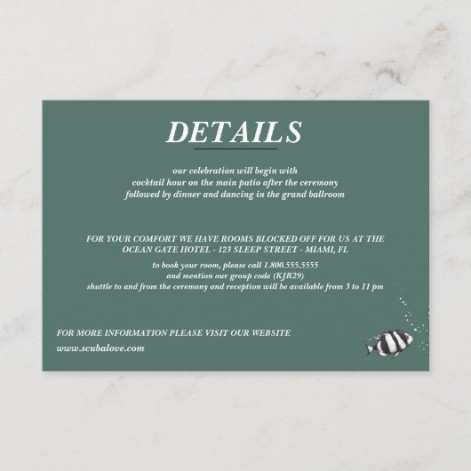 Scuba Paar Bruiloft Informatiekaartje (Voorkant)