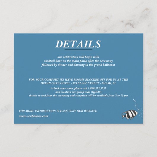 Scuba Paar Bruiloft Informatiekaartje (Voorkant)