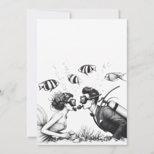 Scuba Paar Bruiloft Kaart (Achterkant)