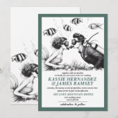 Scuba Paar Bruiloft Kaart (Voorkant / Achterkant)