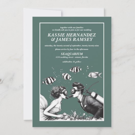 Scuba Paar Bruiloft Kaart (Voorkant)