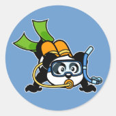 Scuba Panda Ronde Sticker (Voorkant)