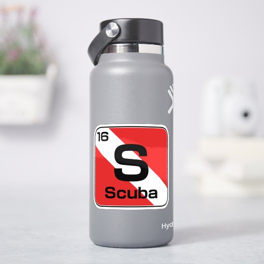 Scuba Periodic table dive flag sticker (HydroFlask)