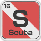 Scuba Periodic table dive flag sticker (Voorkant)