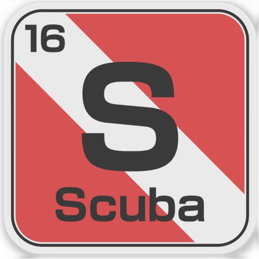 Scuba Periodic table dive flag sticker (Voorkant)