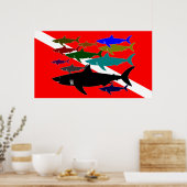 Scuba / Poster van haaien (Keuken)