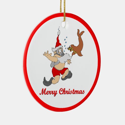 Scuba Santa Keramisch Ornament (Rechts)