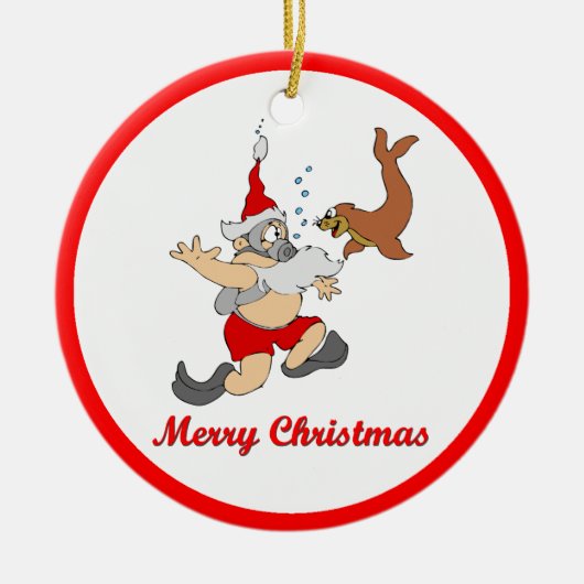 Scuba Santa Keramisch Ornament (Voorkant)