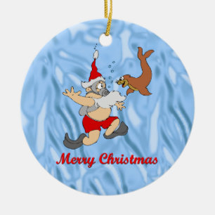 Scuba Santa Keramisch Ornament