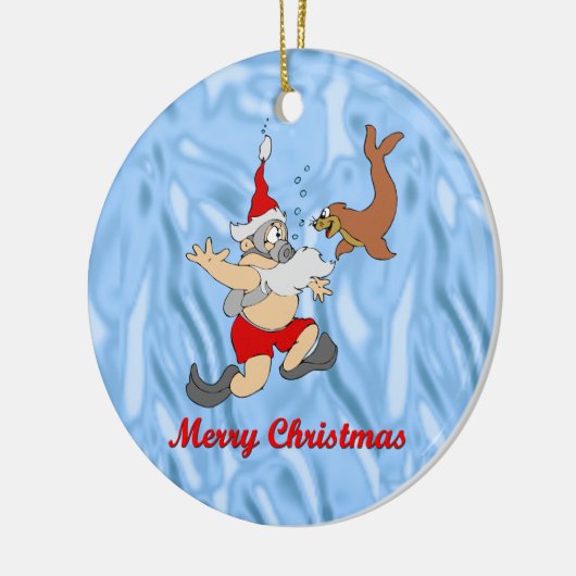 Scuba Santa Keramisch Ornament (Links)