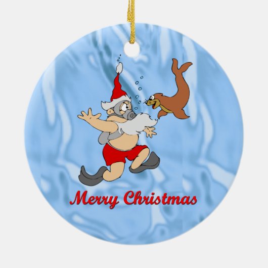 Scuba Santa Keramisch Ornament (Achterkant)