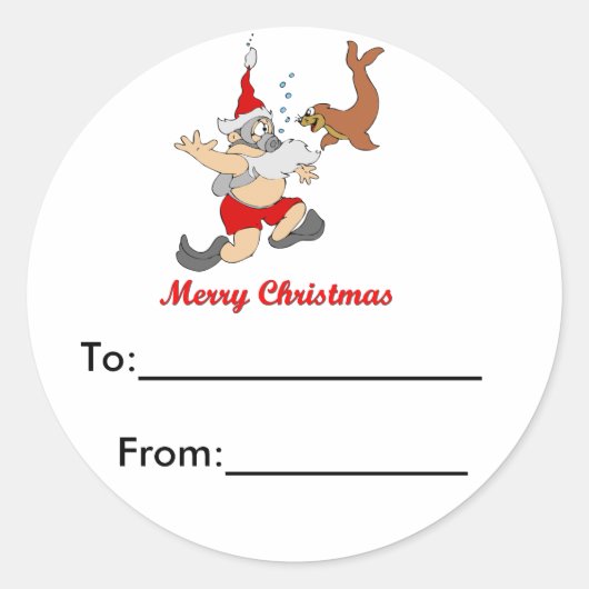 Scuba Santa Pakket Sticker (Voorkant)