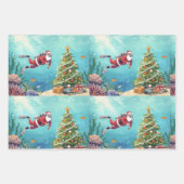 Scuba Santa Underwater Christmas Holiday Inpakpapier Vel (Voorkant)